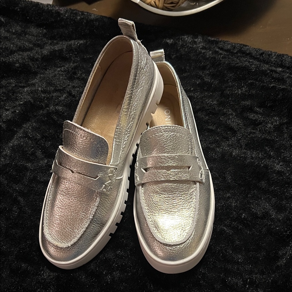 Vionic Metallic Silver Loafers